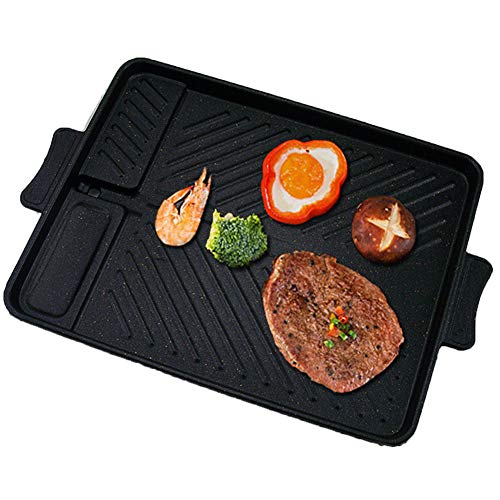 CHYIR Korean-style Non-stick Smokeless Rectangular Grill Pan Baking Tray Barbecue Hot Plate for Indoor Outdoor BBQ