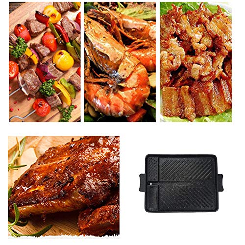 CHYIR Korean-style Non-stick Smokeless Rectangular Grill Pan Baking Tray Barbecue Hot Plate for Indoor Outdoor BBQ