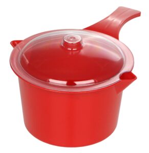 home products essentials microwave pot with lid & spout cooker & steamer bpa free dishwasher safe 32 oz.946 ml (1, red pot)