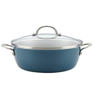ayesha curry kitchenware ayesha curry home collection nonstick stock pot/stockpot with lid, 7.5 quart, twilight teal blue