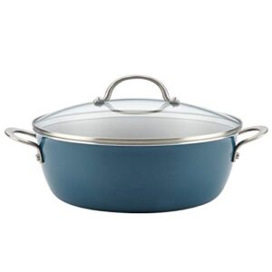 Ayesha Curry Kitchenware Ayesha Curry Home Collection Nonstick Stock Pot/Stockpot with Lid, 7.5 Quart, Twilight Teal Blue