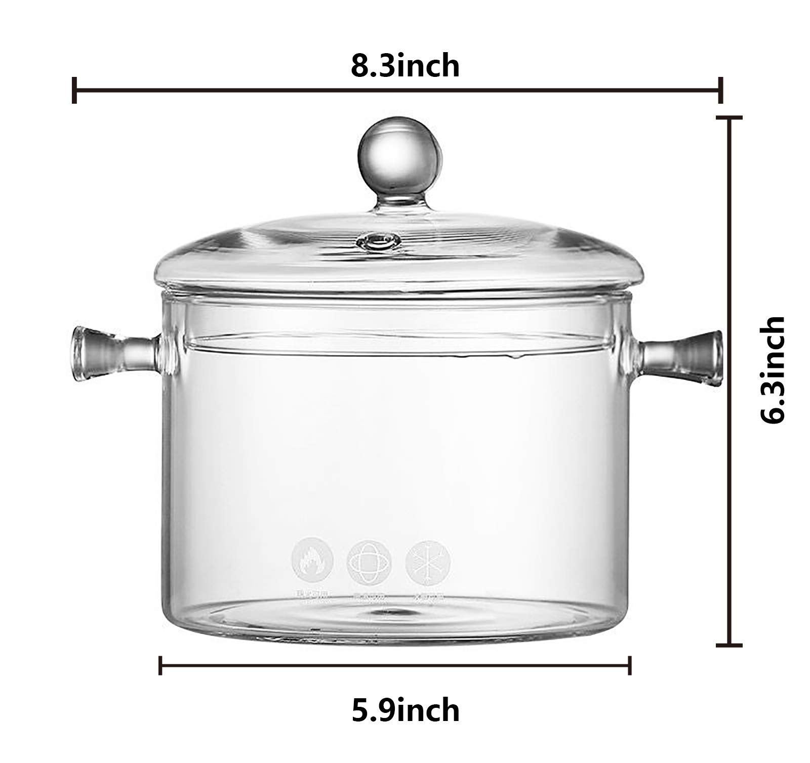 Jucoan 1.5L/50oz Glass Saucepan with Cover, Heat Resistant Stovetop Glass Cooking Pot with Lids for Pasta Noodle, Soup, Milk, Baby Food, Glass Cookware Gift for Housewarming, Wedding, Birthday