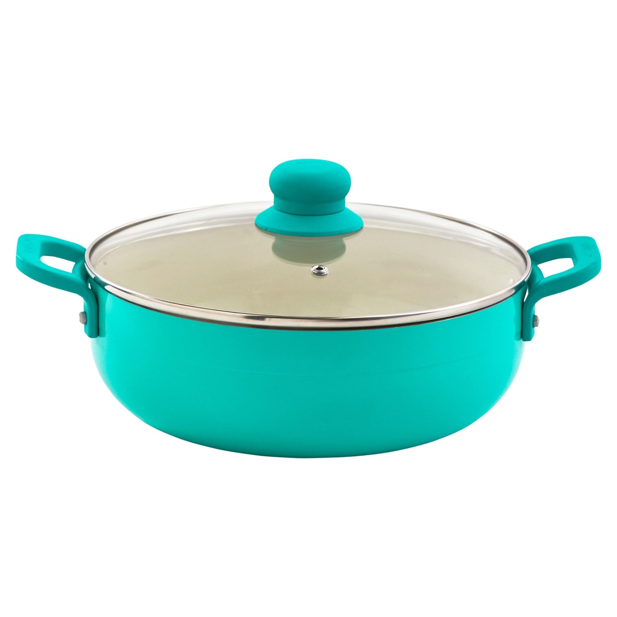 IMUSA USA, T Caldero (Dutch Oven) with Glass Lid Ceramic Interior 6.9-Quart, Teal