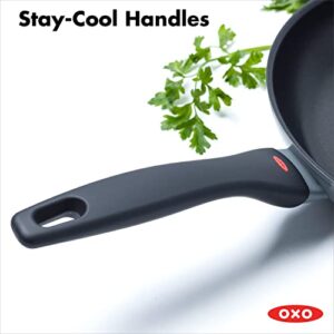 OXO SoftWorks Hard Anodized 11" Wok Pan with Helper Handle, 3-Layered German Engineered Nonstick Coating, Dishwasher Safe, Gray