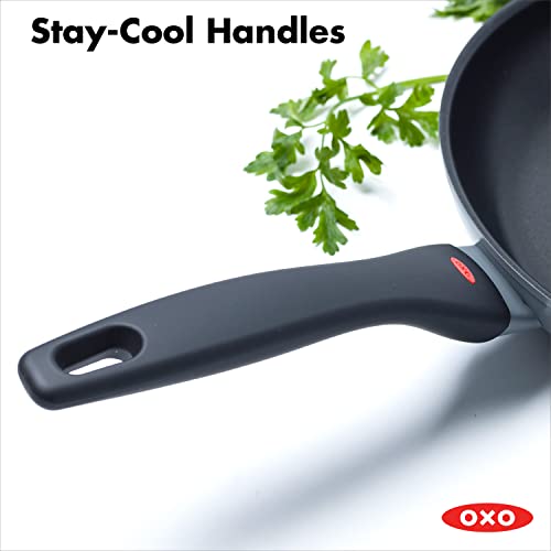 OXO SoftWorks Hard Anodized 11" Wok Pan with Helper Handle, 3-Layered German Engineered Nonstick Coating, Dishwasher Safe, Gray