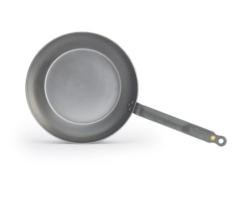 de Buyer MINERAL B Carbon Steel Country Fry Pan - 11” - Ideal for Sauteing, Simmering, Deep Frying & Stir Frying - Naturally Nonstick - Made in France