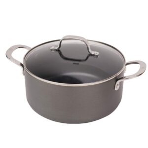 swiss diamond hard anodized induction compatible stockpot/dutch oven with lid - dishwasher and oven safe, 5 quart nonstick pan