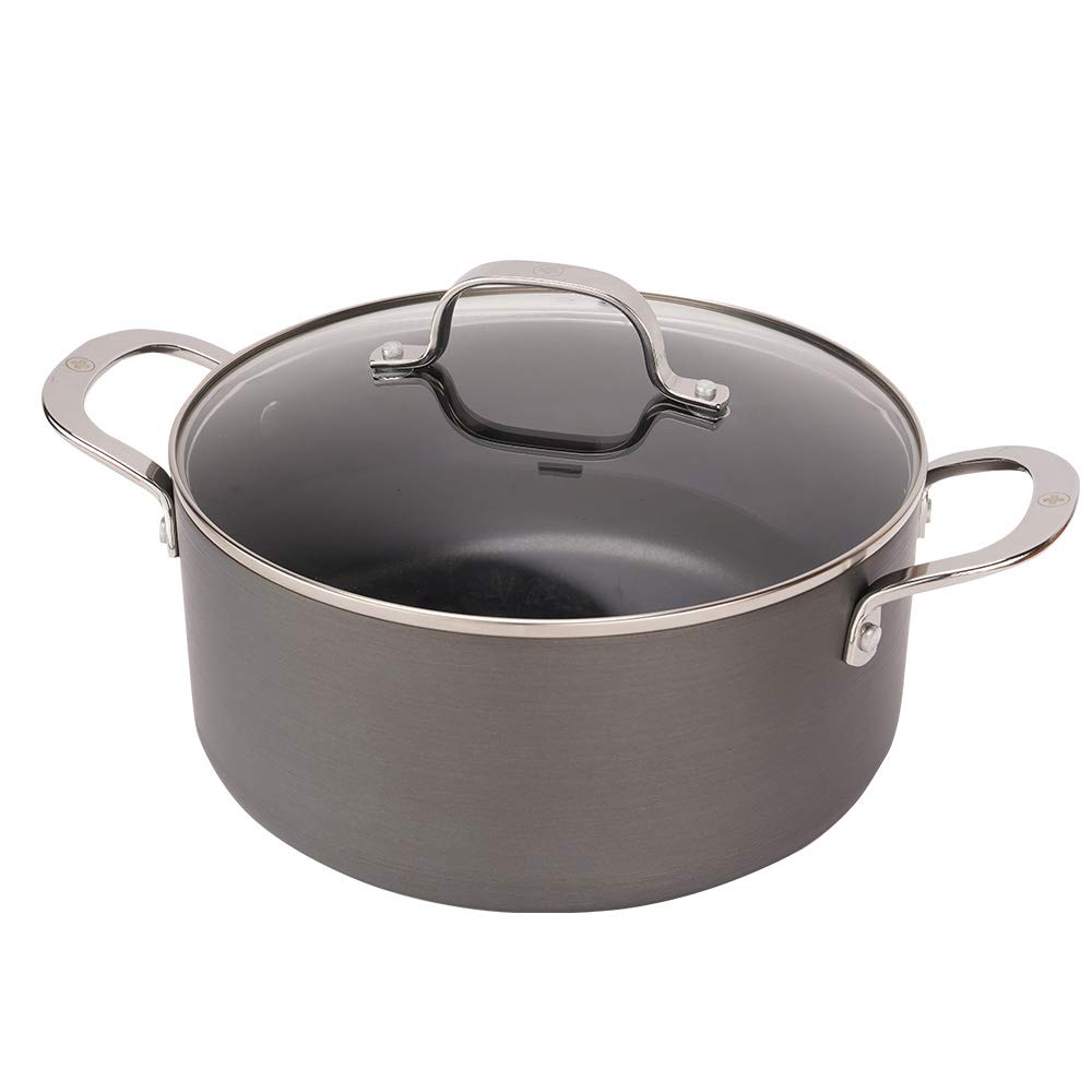 Swiss Diamond Hard Anodized Induction Compatible Stockpot/Dutch Oven with Lid - Dishwasher and Oven Safe, 5 Quart Nonstick Pan