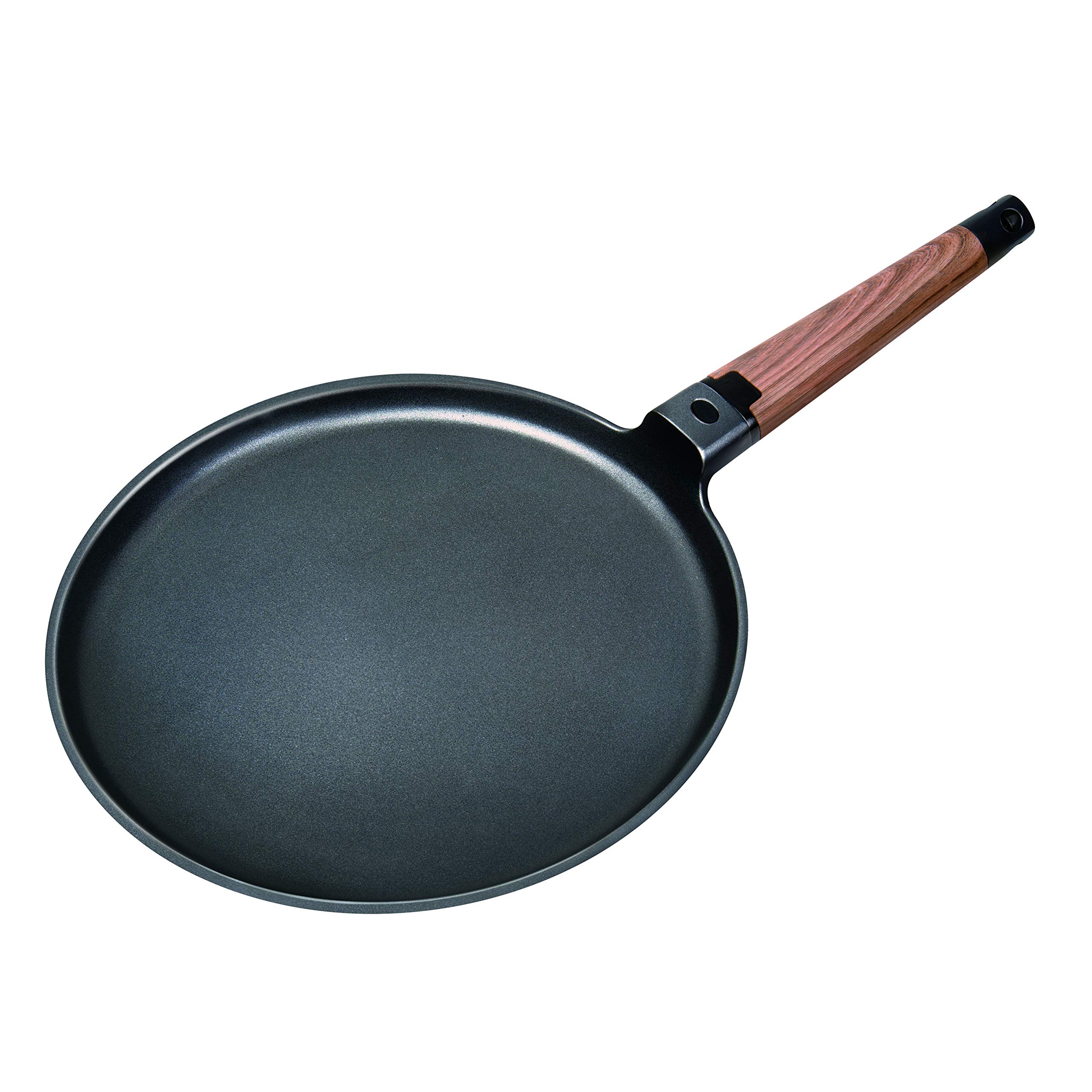 MasterPan Designer Series Non-Stick Cast Aluminum Crepe Pan with Detachable Handle, 11", Black