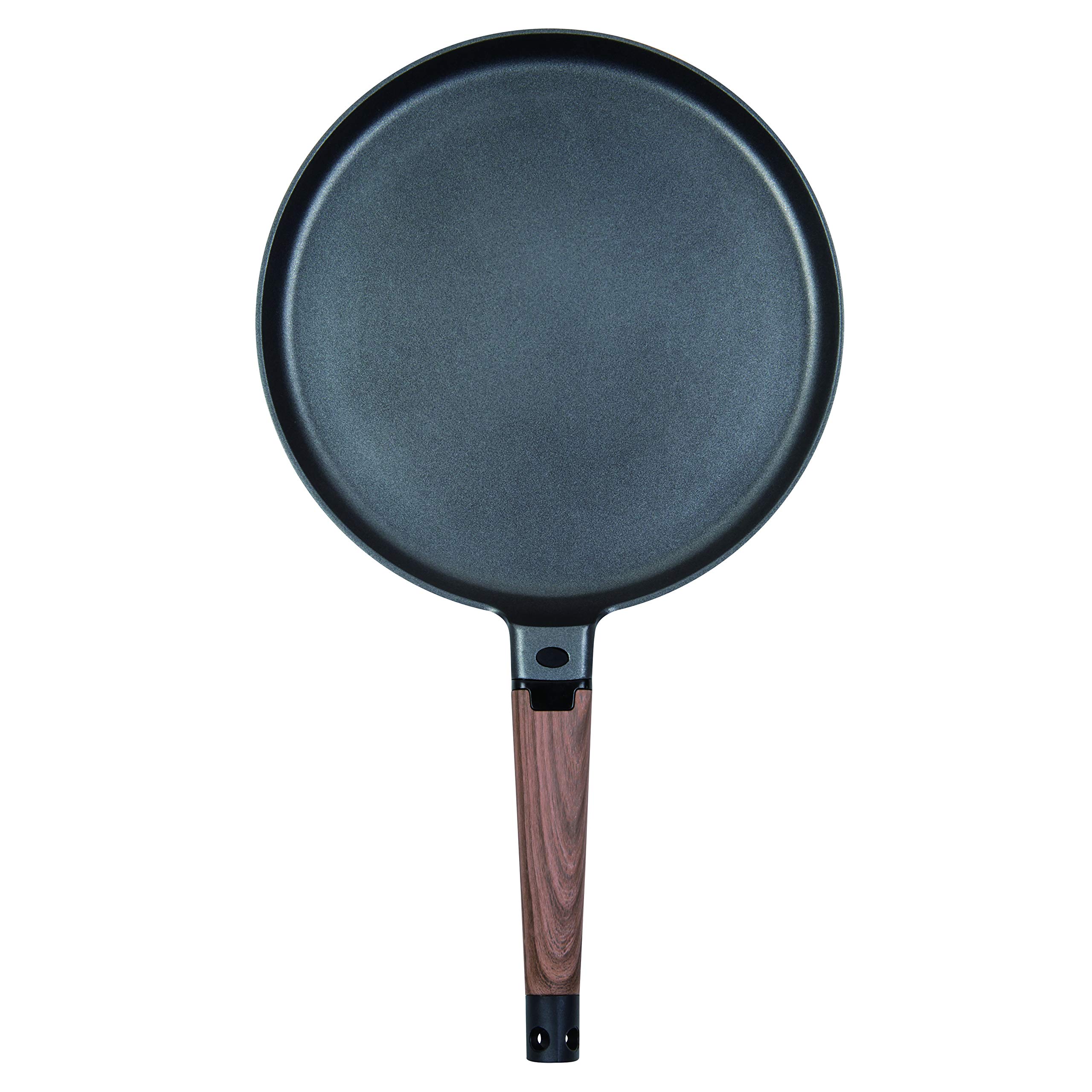 MasterPan Designer Series Non-Stick Cast Aluminum Crepe Pan with Detachable Handle, 11", Black