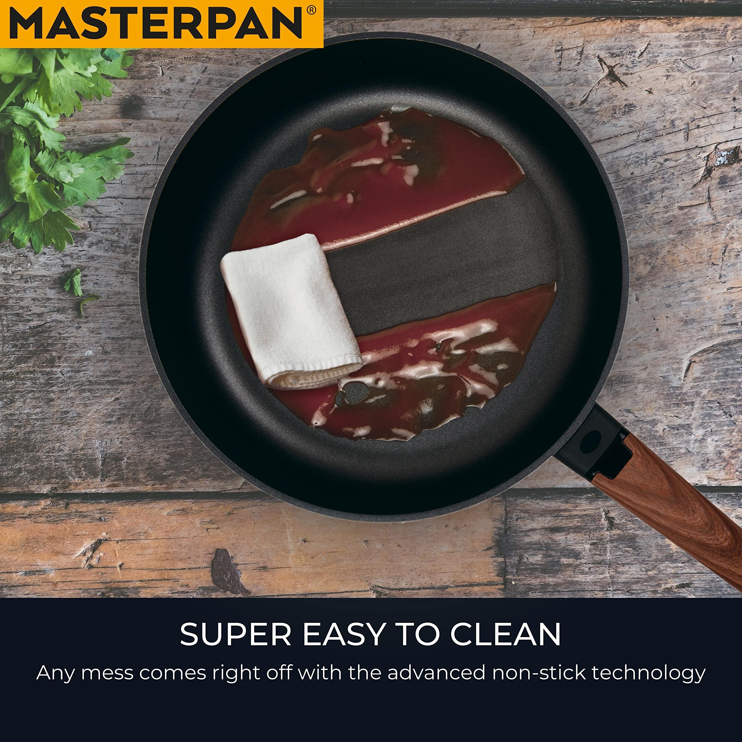 MasterPan Designer Series Non-Stick Cast Aluminum Crepe Pan with Detachable Handle, 11", Black