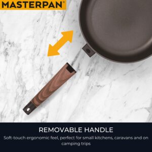 MasterPan Designer Series Non-Stick Cast Aluminum Crepe Pan with Detachable Handle, 11", Black