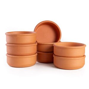 luksyol handmade unglazed clay bowls: elevate your culinary experience with a set of 8 (3.7 x 1.4 in) | authentic terracotta cooking for indian, mexican, korean cuisine | microwave-friendly and safe |