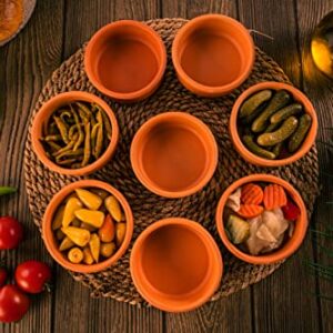 Luksyol Handmade Unglazed Clay Bowls: Elevate Your Culinary Experience with a Set of 8 (3.7 x 1.4 in) | Authentic Terracotta Cooking for Indian, Mexican, Korean Cuisine | Microwave-Friendly and Safe |