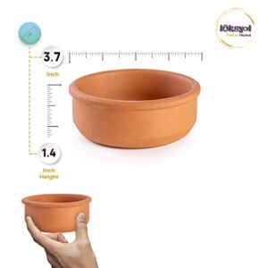 Luksyol Handmade Unglazed Clay Bowls: Elevate Your Culinary Experience with a Set of 8 (3.7 x 1.4 in) | Authentic Terracotta Cooking for Indian, Mexican, Korean Cuisine | Microwave-Friendly and Safe |