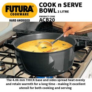 Hawkins/Futura L62 Hard Anodised Cook and Serve Stewpot/Bowl, 2-Liter,Gray,Medium