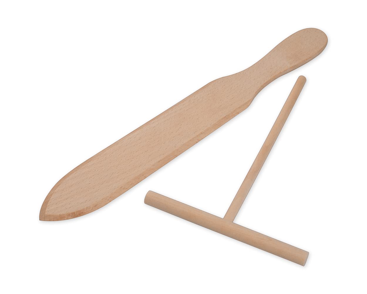 DS. DISTINCTIVE STYLE Crepe Spreader and Crepe Spatula Kit Set of 2 Crepe Tools Wooden Spatula and 4.7-inch T-shaped Tool