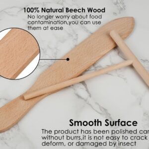 DS. DISTINCTIVE STYLE Crepe Spreader and Crepe Spatula Kit Set of 2 Crepe Tools Wooden Spatula and 4.7-inch T-shaped Tool