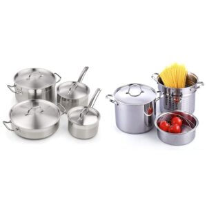 cooks standard professional stainless steel cookware set 8pc, 8 pc, silver & - 2568 cooks standard classic 4-piece 12 quart pasta pot cooker steamer multipots, stainless steel