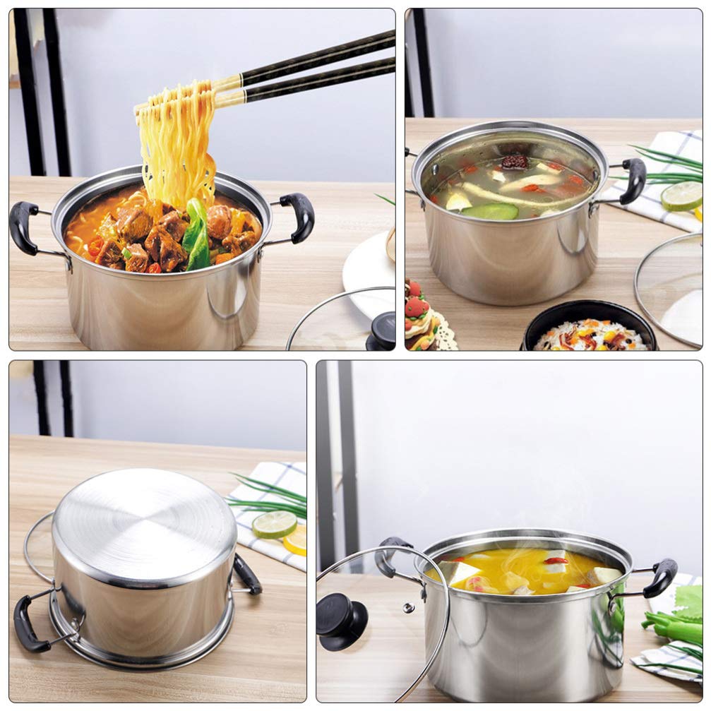 DOITOOL Pasta Pot Stainless Steel - 6in Small Stock Pot with Visual Lid - Nonstick Mini Cooking Pot Stew Pot with Two Handles for Boiling Soup, Noodles, Tea, Dishwasher Safe