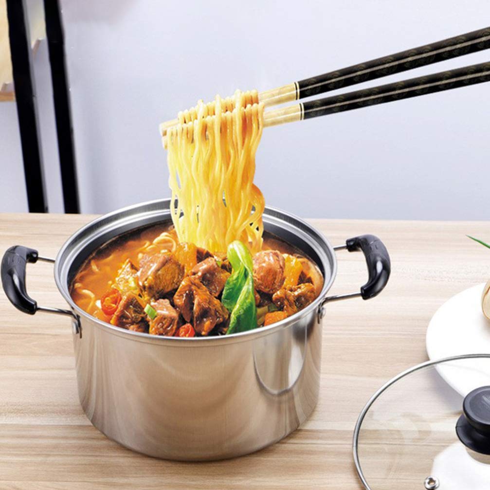 DOITOOL Pasta Pot Stainless Steel - 6in Small Stock Pot with Visual Lid - Nonstick Mini Cooking Pot Stew Pot with Two Handles for Boiling Soup, Noodles, Tea, Dishwasher Safe