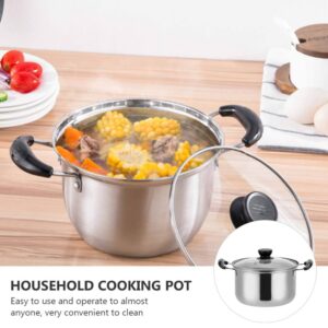 DOITOOL Pasta Pot Stainless Steel - 6in Small Stock Pot with Visual Lid - Nonstick Mini Cooking Pot Stew Pot with Two Handles for Boiling Soup, Noodles, Tea, Dishwasher Safe