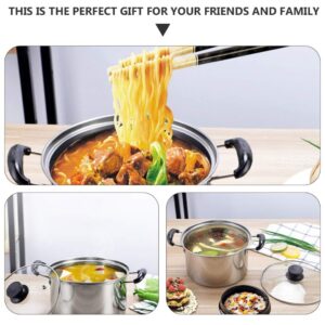 DOITOOL Pasta Pot Stainless Steel - 6in Small Stock Pot with Visual Lid - Nonstick Mini Cooking Pot Stew Pot with Two Handles for Boiling Soup, Noodles, Tea, Dishwasher Safe