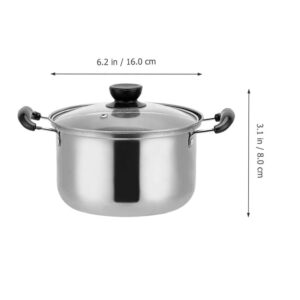 DOITOOL Pasta Pot Stainless Steel - 6in Small Stock Pot with Visual Lid - Nonstick Mini Cooking Pot Stew Pot with Two Handles for Boiling Soup, Noodles, Tea, Dishwasher Safe