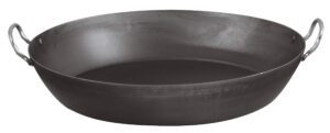bellevie black carbon steel 16-gauge paella pan, dia. 15 3/4" x h 3""