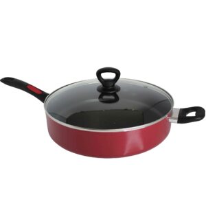 Mirro A79682 Get A Grip Aluminum Nonstick Jumbo Cooker Deep Fry Pan with Glass Lid Cover Cookware, 12-Inch