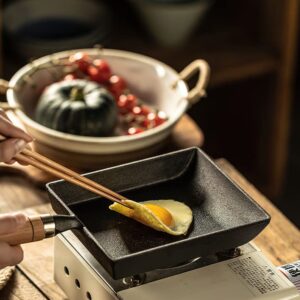 Rong Tian X Tamagoyaki Japanese Omelette Pre-Seasoned Mini Skillets Wooden Handle 9×7 Inch