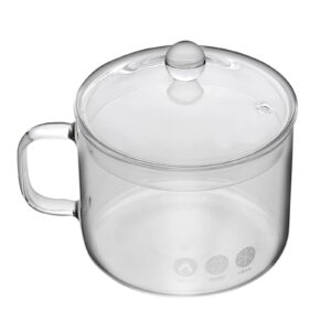 upkoch glass cooking pot 50oz stovetop pot glass saucepan with cover clear simmer pot soup pot with lid for pasta noodle milk heat resistant