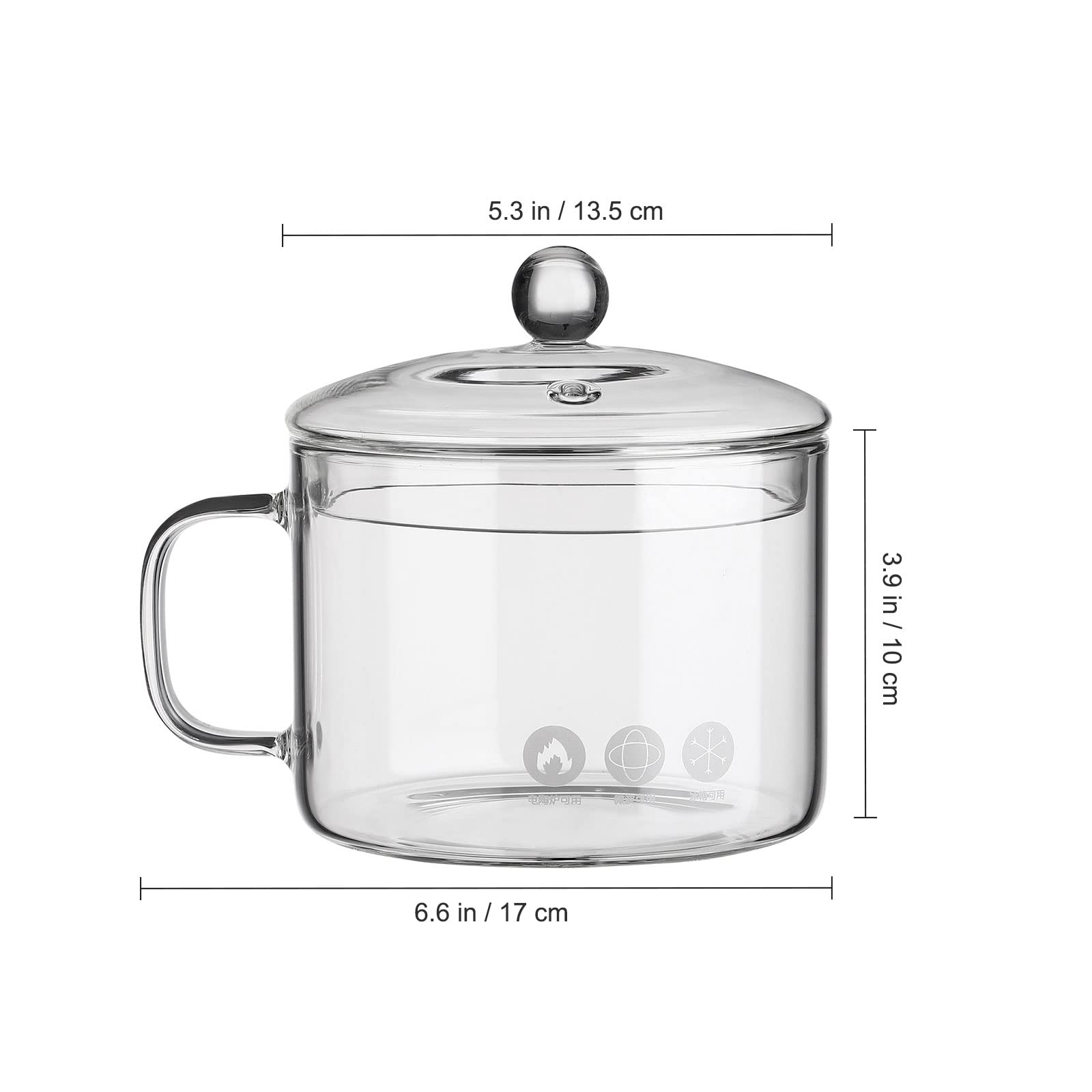 UPKOCH Glass Cooking Pot 50Oz Stovetop Pot Glass Saucepan with Cover Clear Simmer Pot Soup Pot with Lid for Pasta Noodle Milk Heat Resistant