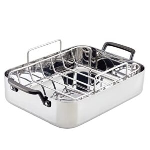 kitchenaid 5-ply clad roasting pan/roaster with removable rack, 15 inch x 11.5 inch, polished stainless steel