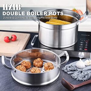 HZIB High capacity Multipurpose Stock Pot and Steamer Pot with PFOA-free,18/10 Stainless Steel Steamer,2-tier Cooking Pot with Lid for Soups,Seafood,Vegetables,Stews and Pasta