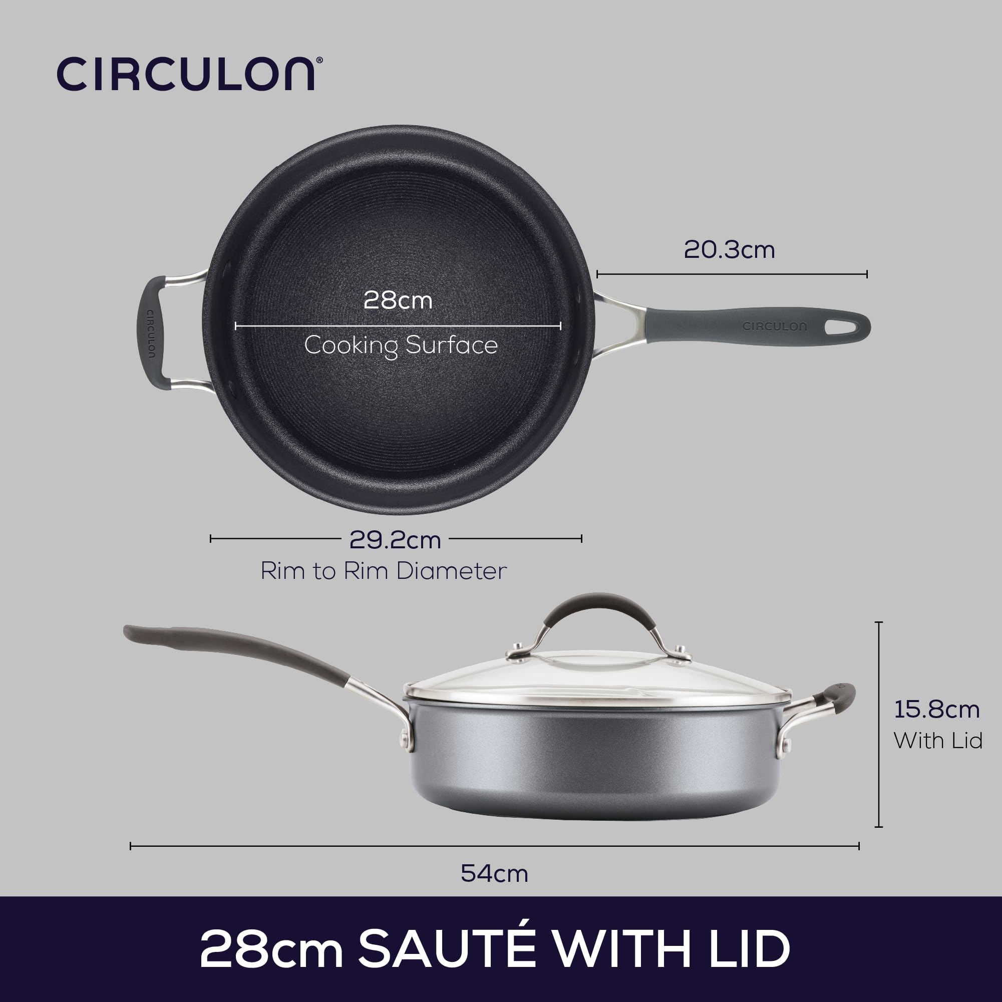 Circulon A1 Series with ScratchDefense Technology Nonstick Induction Sauté Pan with Helper Handle and Lid, 5 Quart, Graphite