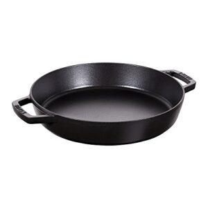 staub cast iron 13-inch double handle fry pan - matte black, made in france