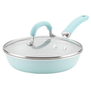 rachael ray create delicious deep nonstick frying pan / fry pan / skillet with lid - 9.5 inch, blue