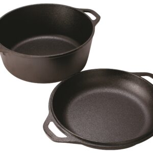 Lodge Cast Iron Serving Pot Cast Iron Double Dutch Oven, 5-Quart & L8SK3 10-1/4-Inch Pre-Seasoned Skillet