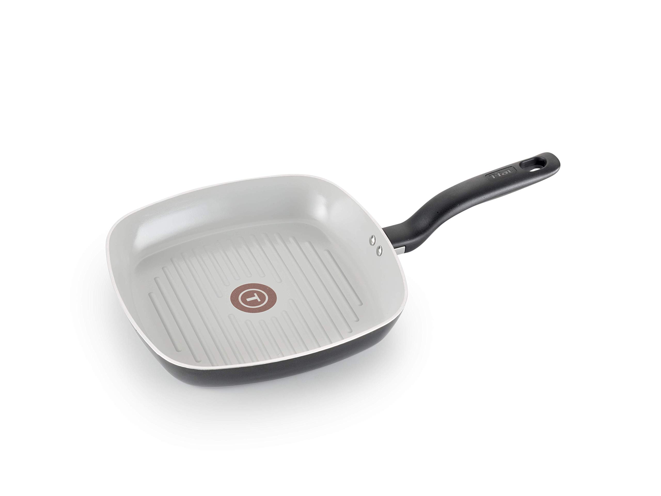 T-fal Specialty Ceramic Nonstick Grill Pan, 10.25 Inch, Oven Broiler Safe 350F, Cookware, Pots and Pans, Black