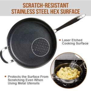 Copper Chef Titan Pan, Try Ply Stainless Steel Non-Stick Frying Pans, 9.5 Inch Fry Pan with Lid