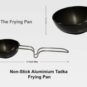 Non Stick Tadka Pan, Spice Roasting Pan/Vagharia with Long Handle, Non-stick Aluminium Tadka Frying Pan, Hard Anodized mini Fry Pan