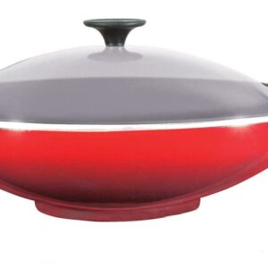 Le Creuset Enameled Cast-Iron 14-1/4-Inch Wok with Glass Lid, Cherry