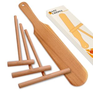 mutochy crepe spreader and spatula kit,professional crepe pan maker tools,soft and flexible to fit any crepe pan maker,crepes spreader set,crepe spatula set,crêpe spatula,wood crepe utensils (12“)