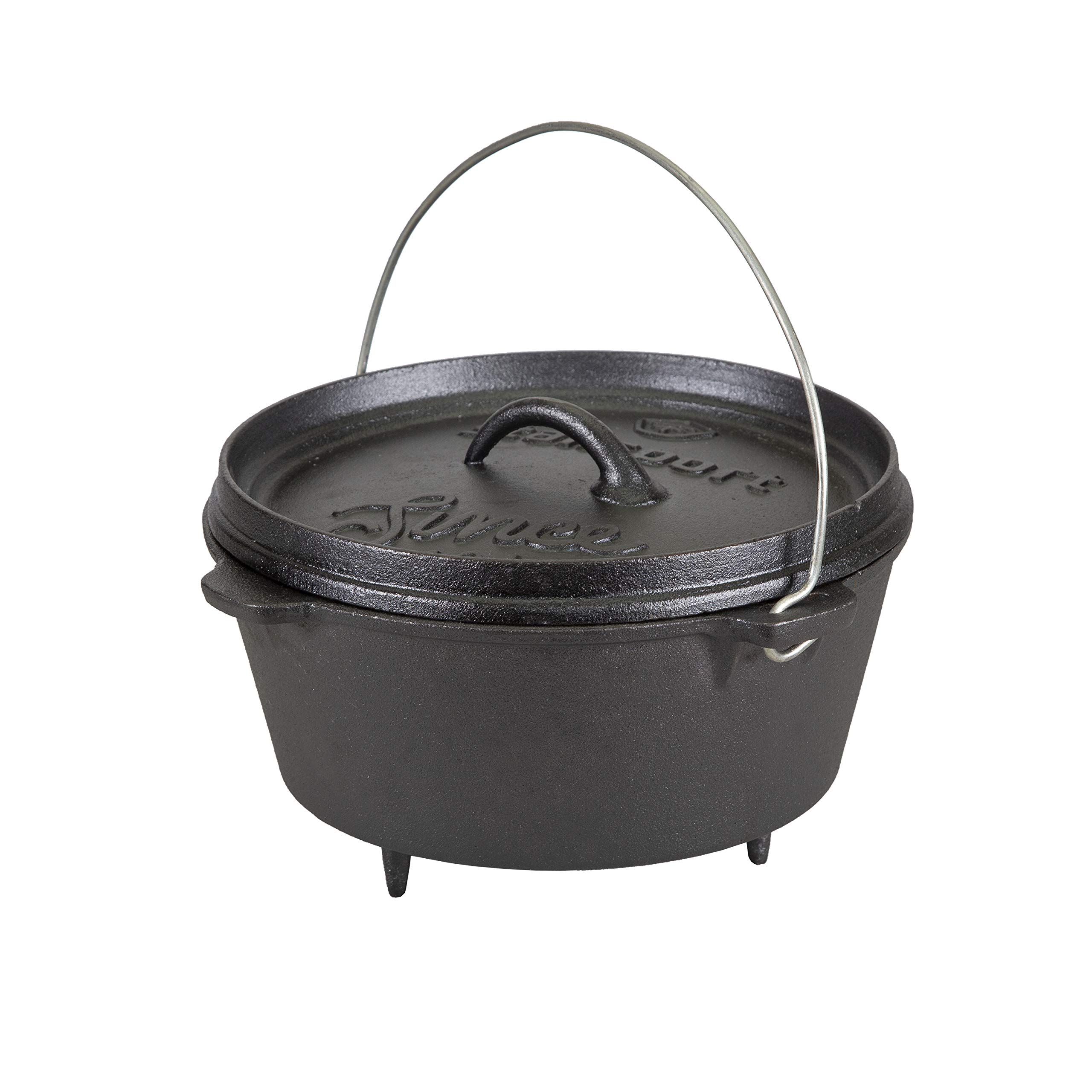 Stansport 4 QT Pre-Seasoned Cast Iron Dutch Oven with Legs (16021)