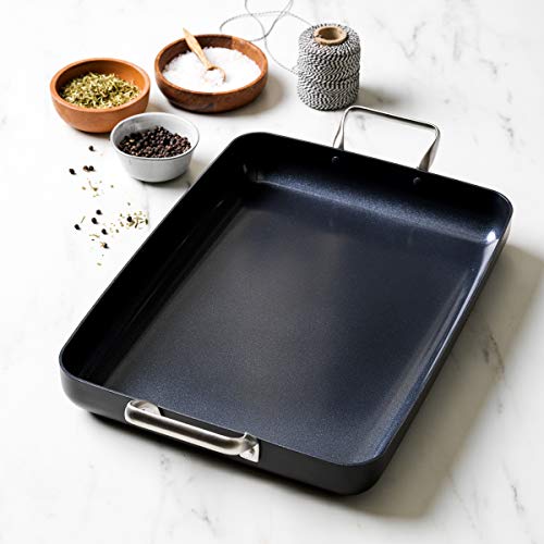 GreenPan Chop & Grill Roasting Pan, 13.8” x 10”, Black