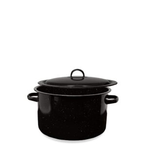 millvado granite 12 qt stockpot, nonstick soup pot with lid, speckled enamel ware cookware, large stock pot for boiling and cooking, big granite cooking pot for stovetop, campfire, outdoor stove