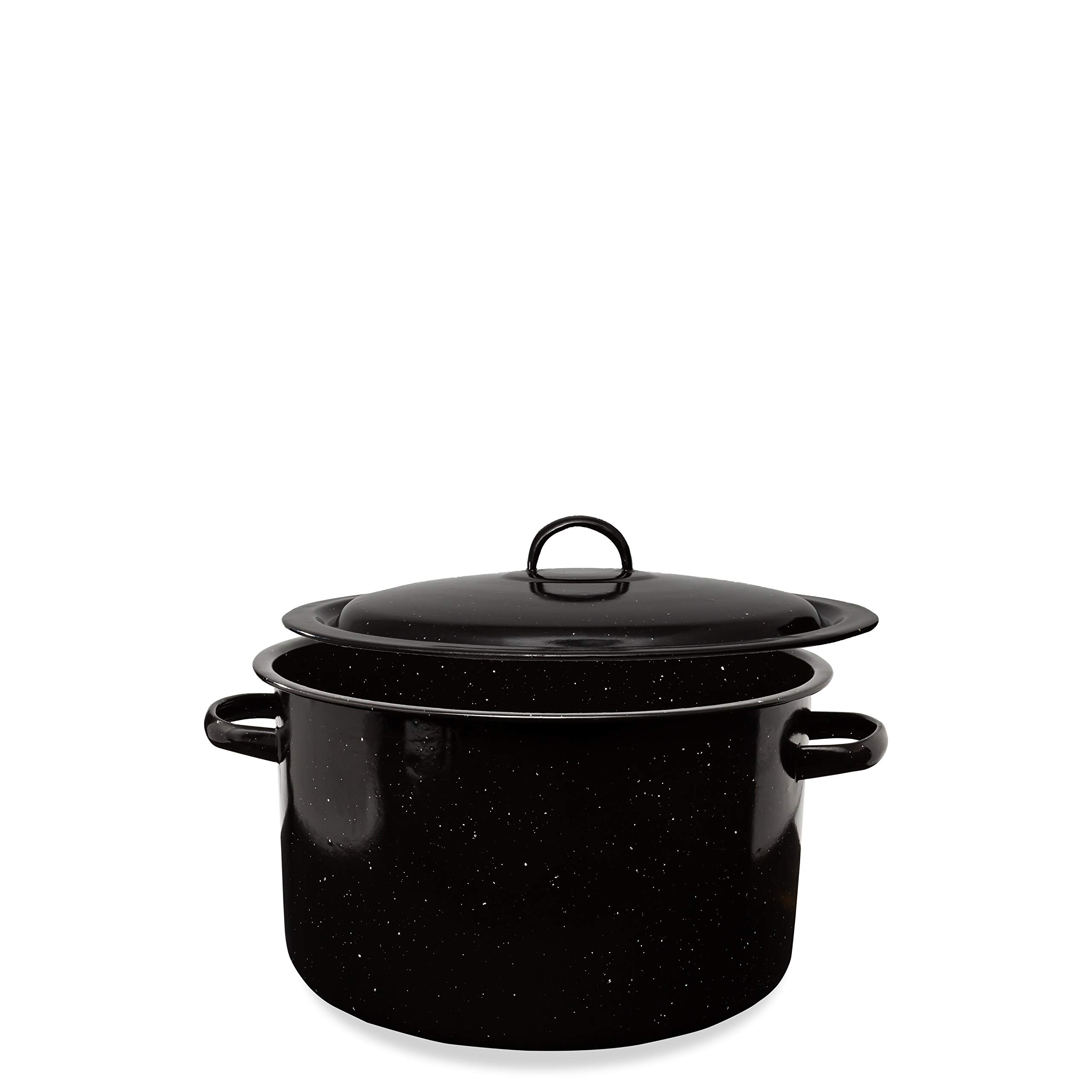 Millvado Granite 12 Qt Stockpot, Nonstick Soup Pot With Lid, Speckled Enamel Ware Cookware, Large Stock Pot For Boiling and Cooking, Big Granite Cooking Pot for Stovetop, Campfire, Outdoor Stove