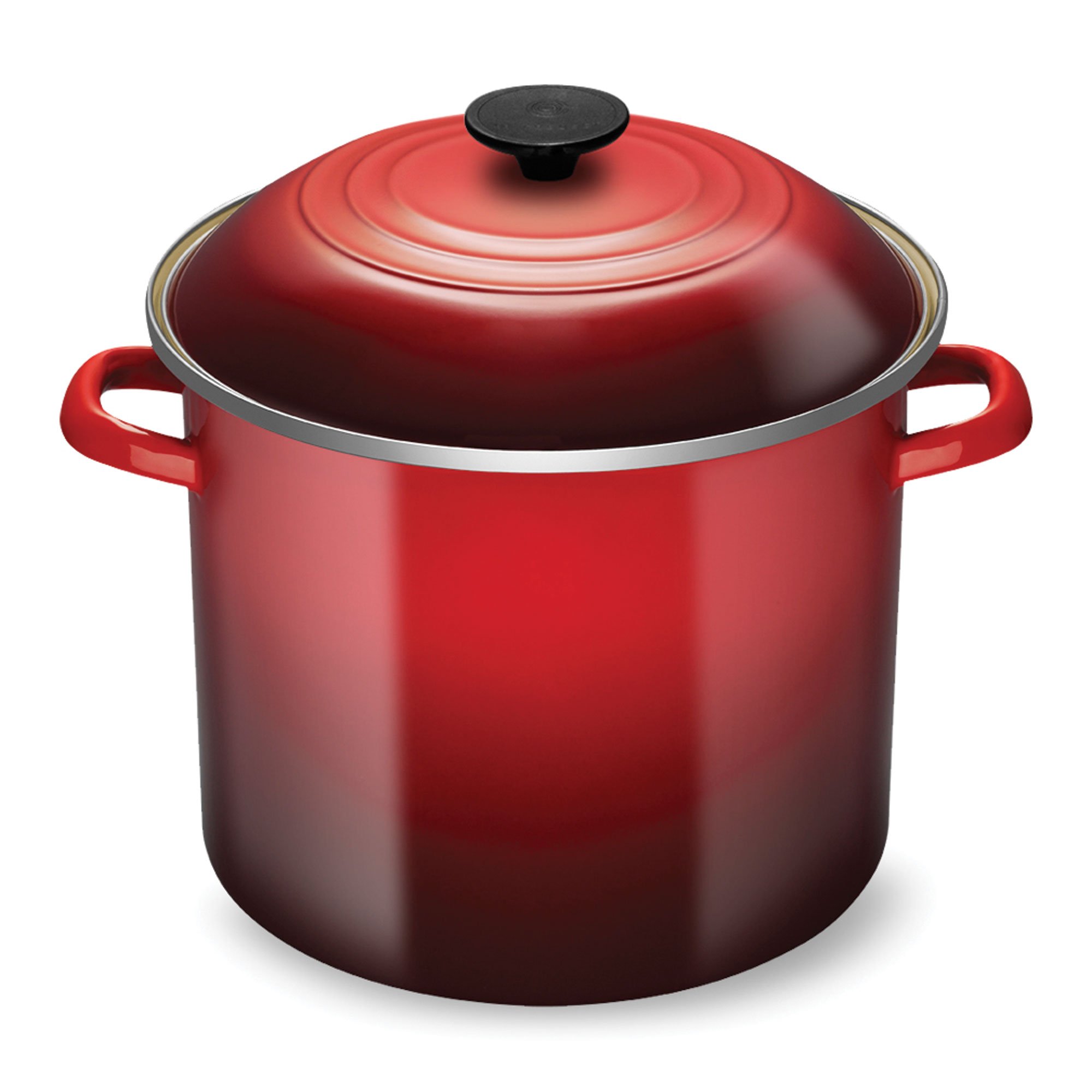 Le Creuset Enamel-on-Steel Covered Stockpot, 10-Quart, Cerise (Cherry Red)