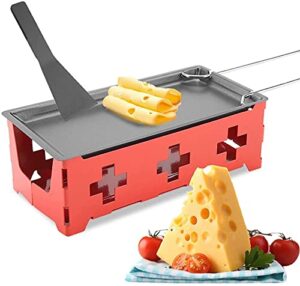 cheese raclette stretchable non stick cheese rotaster baking tray, iron metal grill plate accessories cheese melter, baking tray, red hob, spatula